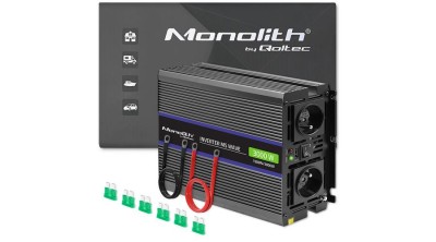 Invertor cu undă sinusoidală modificată monolit Qoltec 3000 | 12V &amp;ndash; 230V | 1500/3000W | USB foto