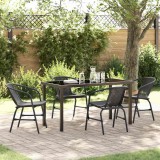 vidaXL Set de masă pentru grădină 5 pcs Negru Rattan poli