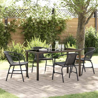 vidaXL Set de masă pentru grădină 5 pcs Negru Rattan poli 3379382 foto