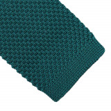 Cravata slim tricotata, Onore, verde inchis, microfibra, 145 x 5.5 cm, model uni, Geometric