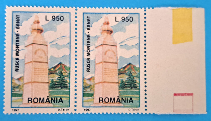 TIMBRE ROM&Acirc;NIA LP1438/1997 Monumentul turismului Rusca Montana -Pereche -MNH
