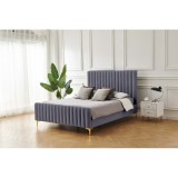 Cumpara ieftin Pat Melissa 180x200 cm Tapitat Catifea Gri Somiera Inclusa (cod ML 2202-24)