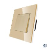 Cumpara ieftin Intrerupator mecanic simplu cu revenire Luxion, rama din sticla, auriu