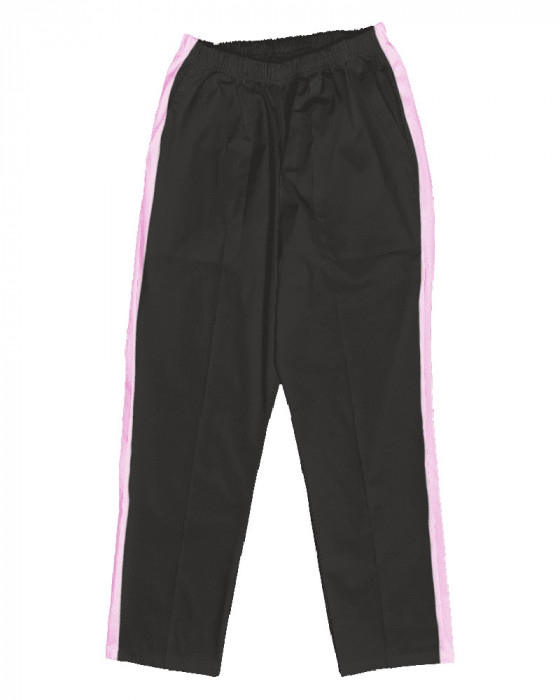 Pantaloni Medicali Pe Stil, Negri cu dunga Roz deschis cu Elastan cu Elastic - XL, talia-1-100cm