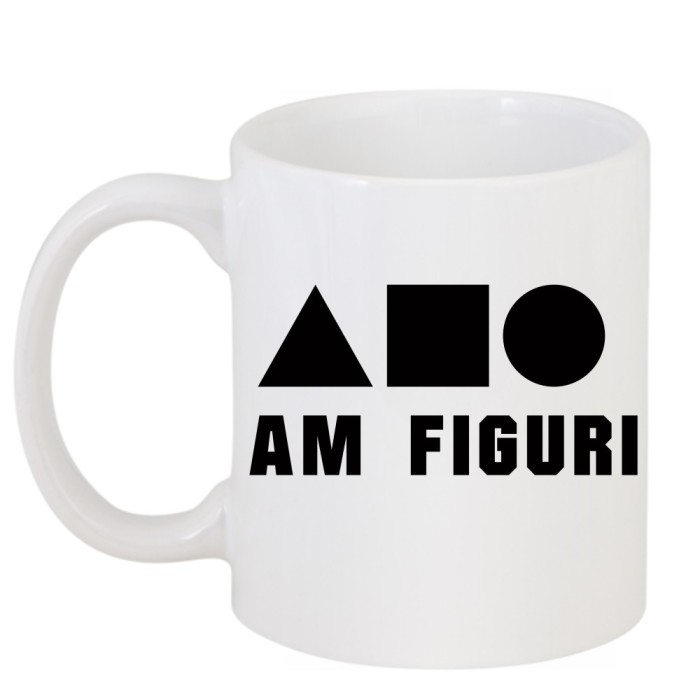 Cana alba personalizata &quot;Am figuri&quot;, INOVATIX&reg;. 330ml