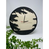Ceas cu crengute gri din placaj de plop si decoratiuni de fetru, diametru 30cm