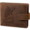 Portofel Barbati din piele naturala gravat cu Crap, Green Deed, 12x9,5x2 cm