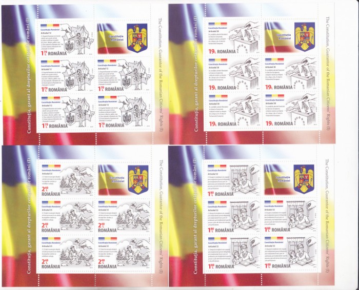 CONSTITUTIA 2019 SET 9 MINICOLI,Lp2234e, MNH ** ROMANIA