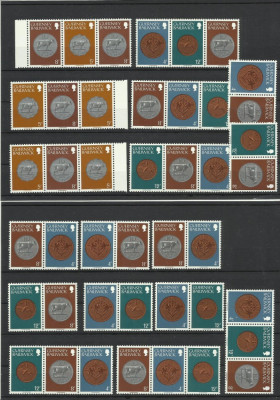 Guernsey MNH 1979 - Monede pe timbre (vezi scanurile - nominal peste 17 GBP) foto