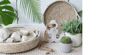 Set 3 cosuri din iarba de mare pentru depozitare cu maner foto