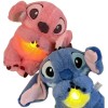 Set 2 Jucarii interactive de plus Lilo si Stitch, cu efecte luminoase si muzicale, care respira si calmeaza copilul, 15 cm lungime, albastru/roz
