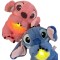 Set 2 Jucarii interactive de plus Lilo si Stitch, cu efecte luminoase si muzicale, care respira si calmeaza copilul, 15 cm lungime, albastru/roz
