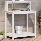 Cumpara ieftin Masă de plantare cu rafturi alb 82,5x50x109,5 cm lemn masiv pin