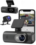 Camera de bord DVR V22 QOVU&reg;, 4K Fata 2K Spate, WiFi &amp; Aplicatie dedicata, Camp vizual ultra-larg de 170&deg;, Capacitate 128GB, Inregistrare in bucla &amp; S
