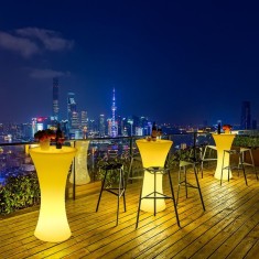 Masa cocktail iluminata led rgb 16 culori interschimbabile control telecomanda 112x58 cm foto