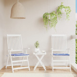 Perne scaun gradina 2 buc dungi albastru&amp;alb 50x50x3 cm, textil GartenMobel Dekor, vidaXL