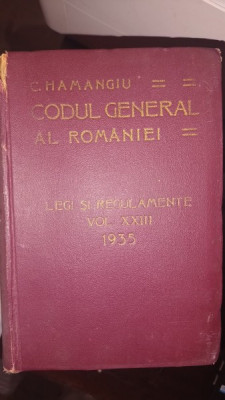 CODUL GENERAL AL ROMANIEI VOL XXIII - 1935 foto