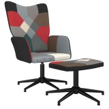 Scaun de relaxare cu taburet, textil, petice