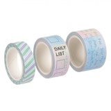 Benzi Adezive Washi Tape, Set 3 Bucăți, Aromă Lavandă, Model Calendar și Dungi, Lungime 5m, Lățime 1 &amp; 1.5 &amp; 2cm, Multicolor