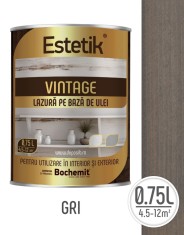 Lazura lemn Estetik Vintage 0.75l gri protectie UV