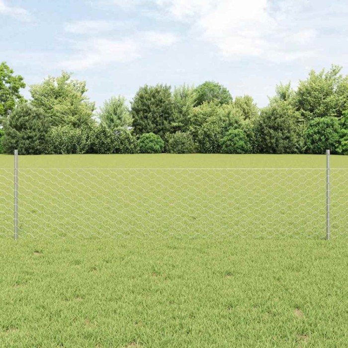 vidaXL &Icirc;ngrădire cu st&acirc;lpi Argintiu 0.5 x 50 m Oțel