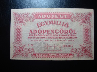 UNGARIA 1.000.000 ADOPENGO 1946 foto