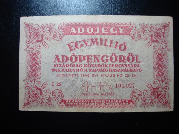UNGARIA 1.000.000 ADOPENGO 1946