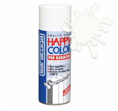 Spray vopsea pentru calorifere, culoare alb lucios, HappyColor 400ml Kft Auto foto