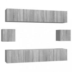 Set dulapuri TV, 6 piese, gri sonoma, lemn prelucrat