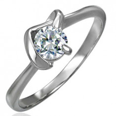 Inel de logodnă cu zirconiu cu model în V - Marime inel: 57