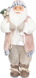 Decoratiune de Craciun Mos Craciun cu cadou, roz-maro, 46 cm