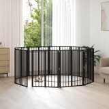 vidaXL Poartă pentru c&acirc;ini 10 pcs Negru 60 x 80 cm Oțel Galvanizat 892018