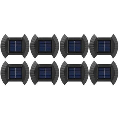 Set 8 lampi de perete cu incarcare solara, senzor amurg, forma scoica, Negru foto