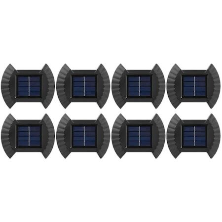 Set 8 lampi de perete cu incarcare solara, senzor amurg, forma scoica, Negru