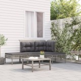 Cumpara ieftin Set mobilier de grădină cu perne, 4 piese, gri, poliratan