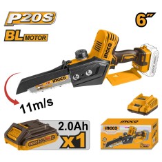 Mini drujba electrica 20 v 150 mm, brushless cu 1 acumulator fierastrau - Ingco CGSLI20685