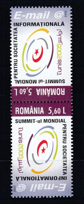 ROMANIA 2005 LP 1696 a SUMMIT-UL MONDIAL SOC. INFORMATIONALA TETE-BECHE MNH