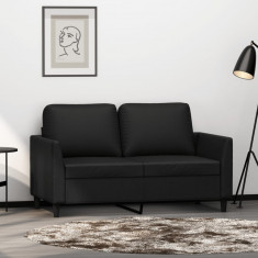 vidaXL Canapea cu 2 locuri, negru, 120 cm, piele ecologică foto