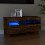 vidaXL Comodă TV cu lumini LED, stejar fumuriu, 80x35x40 cm
