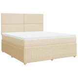 Cumpara ieftin Pat continental cu saltea, crem, 180x200 cm, textil
