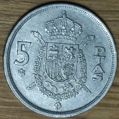 Spania - moneda de colectie - 5 pesetas 1975 - Juan Carlos I - design superb