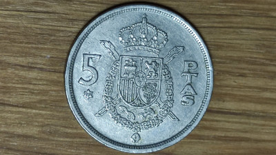 Spania - moneda de colectie - 5 pesetas 1975 - Juan Carlos I - design superb foto