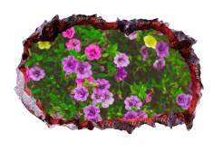 Autocolant decorativ, Gaura in perete, Arbori si flori, Multicolor, 83 cm, 278ST-1 foto