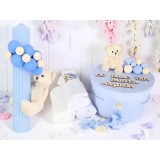 Set Trusou Botez si Lumanare, 9 Piese, cu Ursulet, Albastru Deschis din Catifea - TB255