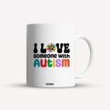 Cana alba personalizata I love someone with autism, INOVATIX&reg;. 330ml