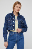 Tommy Jeans geaca jeans femei, culoarea albastru marin, de tranzitie
