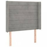 Cumpara ieftin Tablie de pat cu aripioare gri deschis 103x16x118/128cm catifea