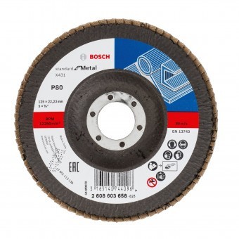 Disc de slefuire evantai X431, Standard for Metal 125mm, 22,23mm, 80 - 3165140744096 foto