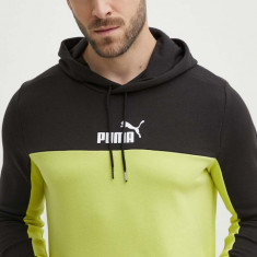 Puma bluză bărbați, culoarea verde, cu glugă, imprimeu 847428