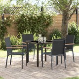 VidaXL Set de masă pentru grădină 5 pcs Negru Textilene și oțel